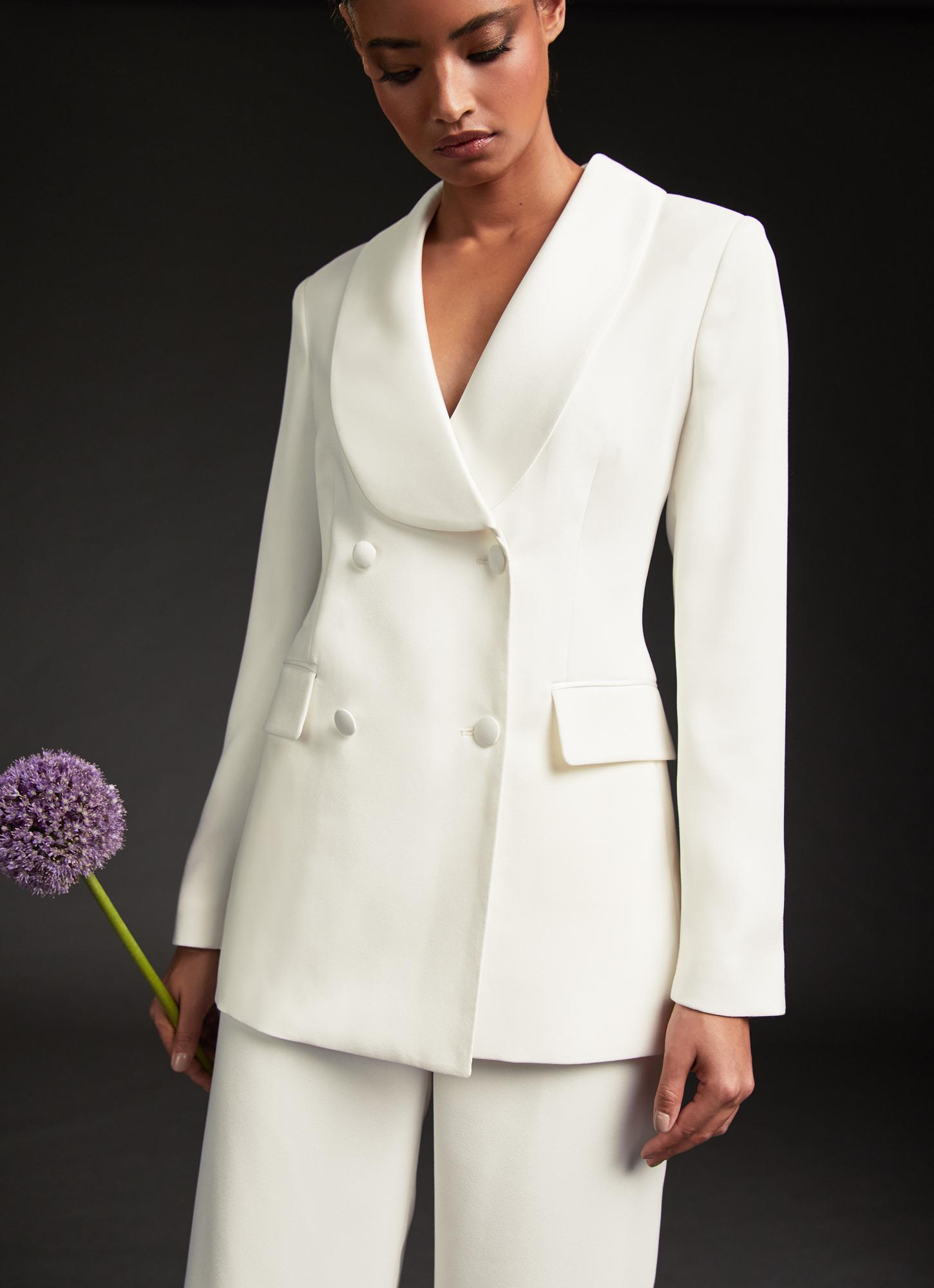 Womens ivory sale tuxedo suit